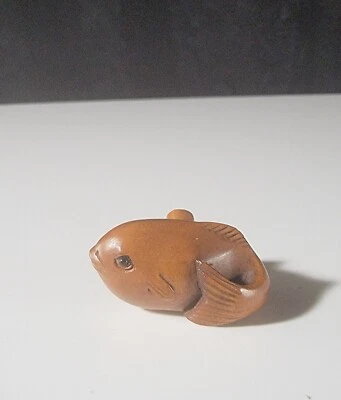 Vintage Japanese Netsuke Fugu Puffer Fish Signed Kanji Similar To Gessho Mark 10 - Image 1 of 4
