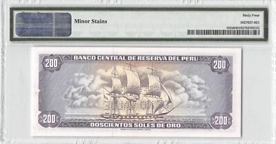 Peru  200  Soles De Oro  15.8.1974  Series Q 22  Specimen  Uncirculated Banknote - Image 1 of 2