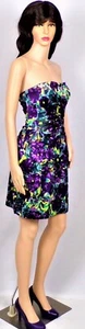 BCBGMAXAZRIA size 6 multicolor floral satin OTS backless party/cocktail dress - Picture 1 of 12