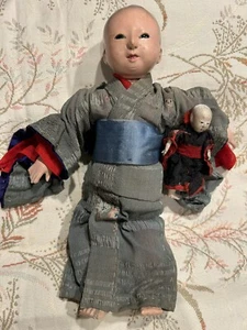 Vintage Japanese NINGYO Ichimatsu Doll Boy and Infant Edo Meiji era - Picture 1 of 7