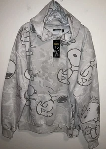 PEANUTS SNOOPY WOODSTOCK GRAU FLEECE GROSSE GRAFIK PULLOVER HOODIE GRÖSSE M NEU MIT ETIKETT - Bild 1 von 10