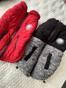 Set 2 LuvGear L Hunde Puffer & Stoff dehnbarer Mantel rot/schwarz/grau Fleece gefüttert - Bild 1 von 23