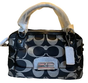 Coach Kristen schwarz Signatur Doppelreißverschluss Umhängetasche Schultertasche F22305 neu mit Etikett - Bild 1 von 10