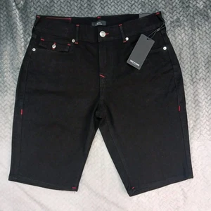 True Religion Ricky Relaxed Straight Shorts Size 32 Black Denim - Picture 1 of 14
