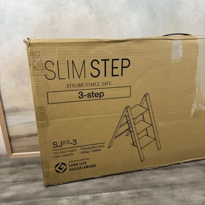 Pottery Barn Slim Step Stool 3-Step Aluminum White Scuffed Read NIB OB - Image 1 of 4