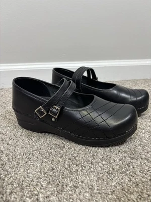 Sanita Mary Jane Black Leather Danish Clogs 37 US 6.5 Women’s  EUC No Box - Image 1 of 4