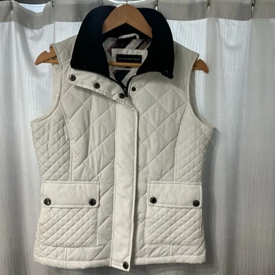KC Collection Women’s Puffy Vest White Small with Pockets Zip Up - Image 1 of 4