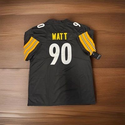 Steelers #90 NWT TJ Watt Pittsburgh Black Game Jersey Men’s Large Sewn.