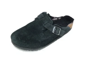 Birkenstock Boston Shearling Clogs Shoes Slip On Black Suede Women's 39 / 8 - Picture 1 of 12