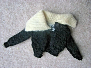 Vintage 60er Jahre Barbie schwarze Strickjacke Pullover weiß Angorakragen - Bild 1 von 3