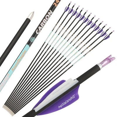 32" Pure Carbon Arrows SP300-1000 Vanes .003" Archery ID4.2mm Bow Hunting Target - Image 1 of 4