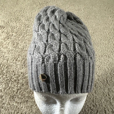 Kate Spade Beanie Hat Womans One Size Gray Cable Knitted Spade Logo - Image 1 of 4