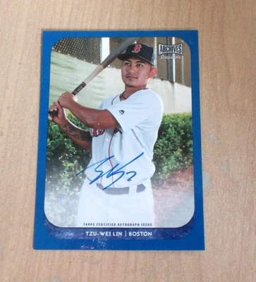 2018 Topps Archives Snapshots BLUE Tzu-Wei Lin autograph auto 2/50 - Image 1 of 2