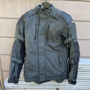 ROLAND SANDS MOTO JACKET, SENTINEL LEATHER PADS, DARK GREEN EXCELLENT, SMALL S - Foto 1 di 24