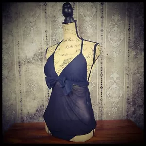 Costume da bagno monopezzo in rete vita smussata nero - Foto 1 di 11