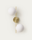 Kave Home Mahala Steel Wall Light With Brass Finish And Two Frosted Glass Sphere