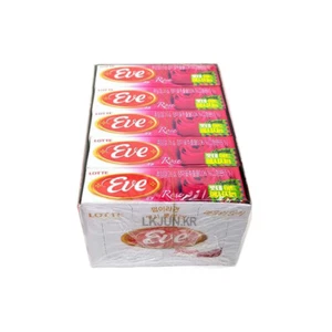 Snack coreano con palo Lotte Eve goma de mascar rosa quitar mal aliento 26 g × 15 piezas - Imagen 1 de 11