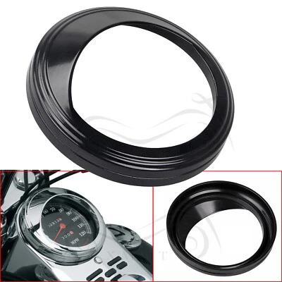 Bisel velocímetro 5" chapado en negro anillo de ajuste visera cubierta para Harley Dyna FXDWG Foto 1 de 4