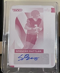 2023 Leaf Vivid Magenta Plate 1/1 Spencer Rattler Auto