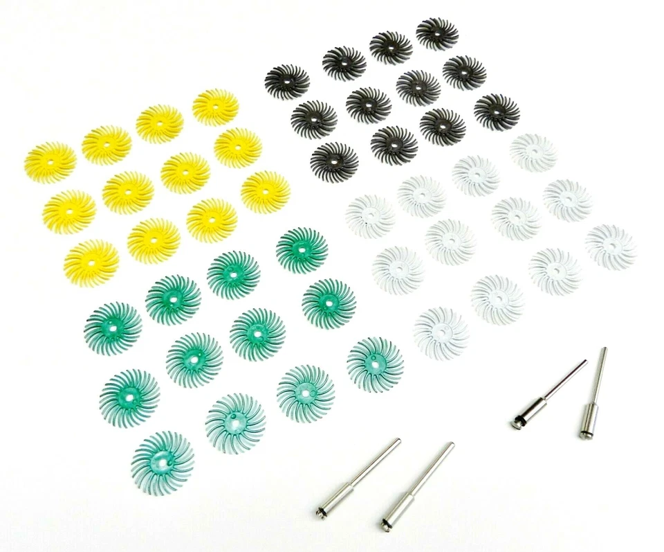 3M Radial Bristle Discs 1" Diameter 4 Grit Assortment 12 Brushes 1 Mandrel 1/8"