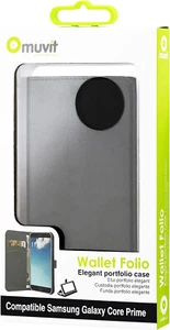muvit Etui Folio portefeuille 3 cartes pour Samsung Galaxy Core Prime Noir - Photo 1 sur 2