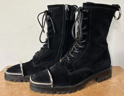 Alexander Wang Lyndon Kennah Gorra de Metal Gamuza Motociclista Moto Botas de Combate 37.5 7 EE. UU. Foto 1 de 4