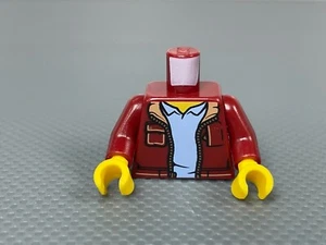 LEGO Dark Red Jacket Light Bluish Gray Shirt Minifigure Torso Zipper Yellow Hand - Picture 1 of 8