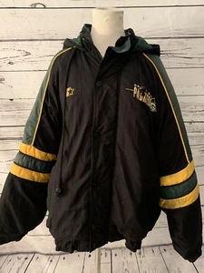 Vintage Starter Jacket Green Bay Packers Sz M Coat Full Zip Hooded Puff Jacket - Picture 1 of 11