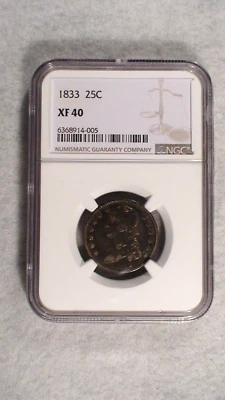 1833 NGC XF40 CAPPED QUARTER PRETTY 25C SILVER COIN STARTS AT 99 CENTS! - Image 1 of 4