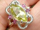 NATURAL LEMON QUARTZ RED RUBY SIZE 8 RING 925 STERLING SILVER USA MADE