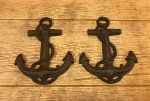 Dos (2) ancla de barco de hierro fundido náutica 7 5/8" de alto decoración de pared dos (2) 0170-05230 - Imagen 1 de 12