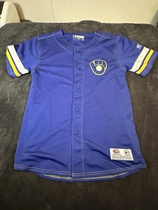 Milwaukee Brewers MLB Sewn Jersey Youth boys Large Button Up True Fan 10-12 - Picture 1 of 8