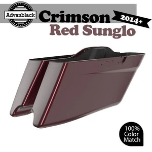 CRIMSON RED SUNGLO CVO Tapered Extended Saddlebag Fits 14+ Harley Touring - Imagen 1 de 7