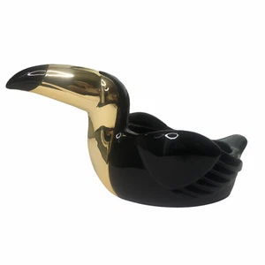 Bath & Body Works Modern Tucan Toucan 3 Wick Candle Holder Gold Black Discontinu - Picture 1 of 5