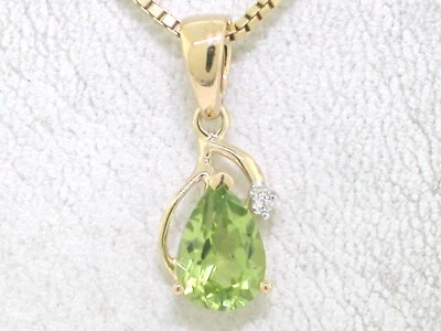 Peridot Anhänger 585 Gelbgold 14Kt Gold natürlicher Peridot  1 Brillant - Bild 1 von 4