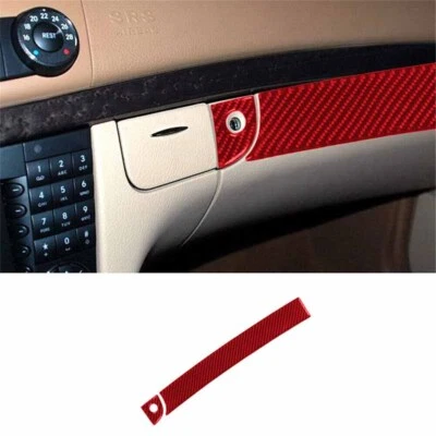 Para Mercedes-Benz Clase E W211 2 PIEZAS Fibra de Carbono Rojo Guantera Manija Cubierta Tapicería Foto 1 de 4