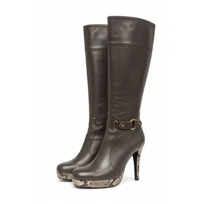 👢 Botas hasta la rodilla de cuero marrón oscuro Charles David 6,5 Foto 1 de 4