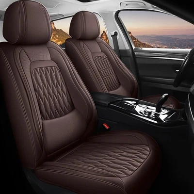 Luxury Nappa Leather Seat Covers Universal 5 Seats Front Rear Full Set Protector - Image 1 of 4