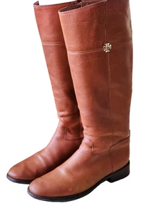 Tory Burch Jolie hohe Knie Reitstiefel Damen Gr. 39 / US 9 Leder cognac braun - Bild 1 von 18