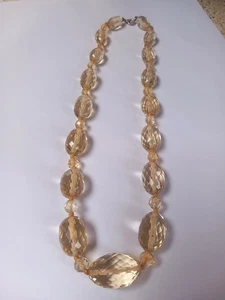 Superb Antique Victorian Sterling Silver Faceted Genuine Citrine Necklace..19" - Picture 1 of 24