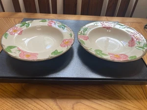 PAAR FRANZISKANER ENGLAND WÜSTENROSE HANDBEMALT 8 1/4" SCHÜSSEL OFENFEST - Bild 1 von 6
