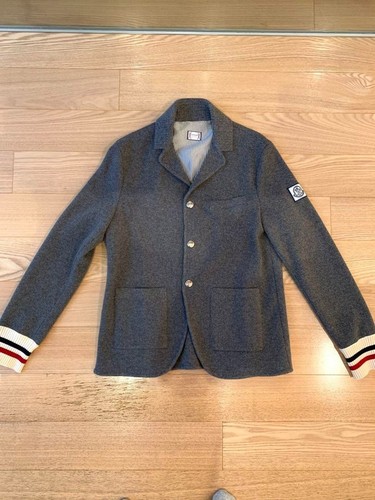Giacca blazer MONCLER GAMME BLEU taglia L grigio lana con gancio usata autentica