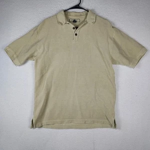 Polo Tommy Bahama uomo M seta cotone beige a righe manica corta - Foto 1 di 9