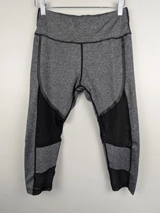 ELECTRIC YOGA Women's Gray Workout Leggings Sz M With Sheer Incerts Key Pocket - Picture 1 of 10