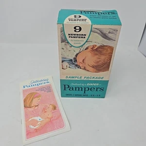 Vintage Pampers Newborn Windel Musterpaket 60er-70er Jahre Baby Nursey Open Box (8) - Bild 1 von 12