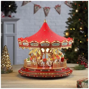 Mr Christmas Nostalgic Deluxe Glass Embellished Carousel 240 LED Light and Sound - Picture 1 of 4