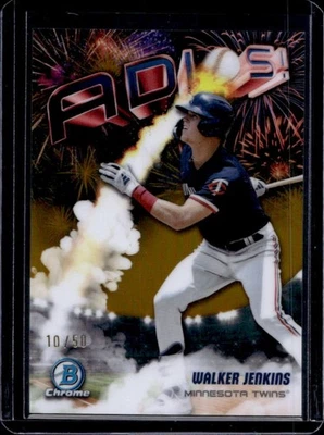 2025 Bowman Chrome Walker Jenkins ADIOS! Gold Refractor #10/50 Twins - Image 1 of 2