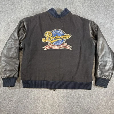 Chaqueta de Cuero Vintage Para Hombre L Negra MV Deportiva Bodacious Perfume Lana Universitaria Foto 1 de 4