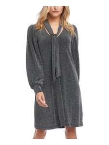 KAREN KANE Womens Silver Long Sleeve Short Cocktail Fit + Flare Dress S - Picture 1 of 6