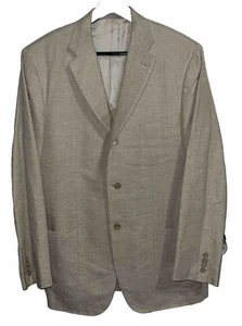 Gianluca Isaia Beige Gray Woven Cotton & Silk 3 Button Blazer Jacket Italy 42R - Picture 1 of 14